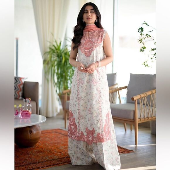 ZAIB PAKISTANI DESIGNER DRESS 3 PIECE STITCHED WITH LONG SLEEVES - Picture 3 of 12